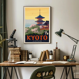 Kyoto Cherry Blossom Vintage Travel Poster PosterGoat