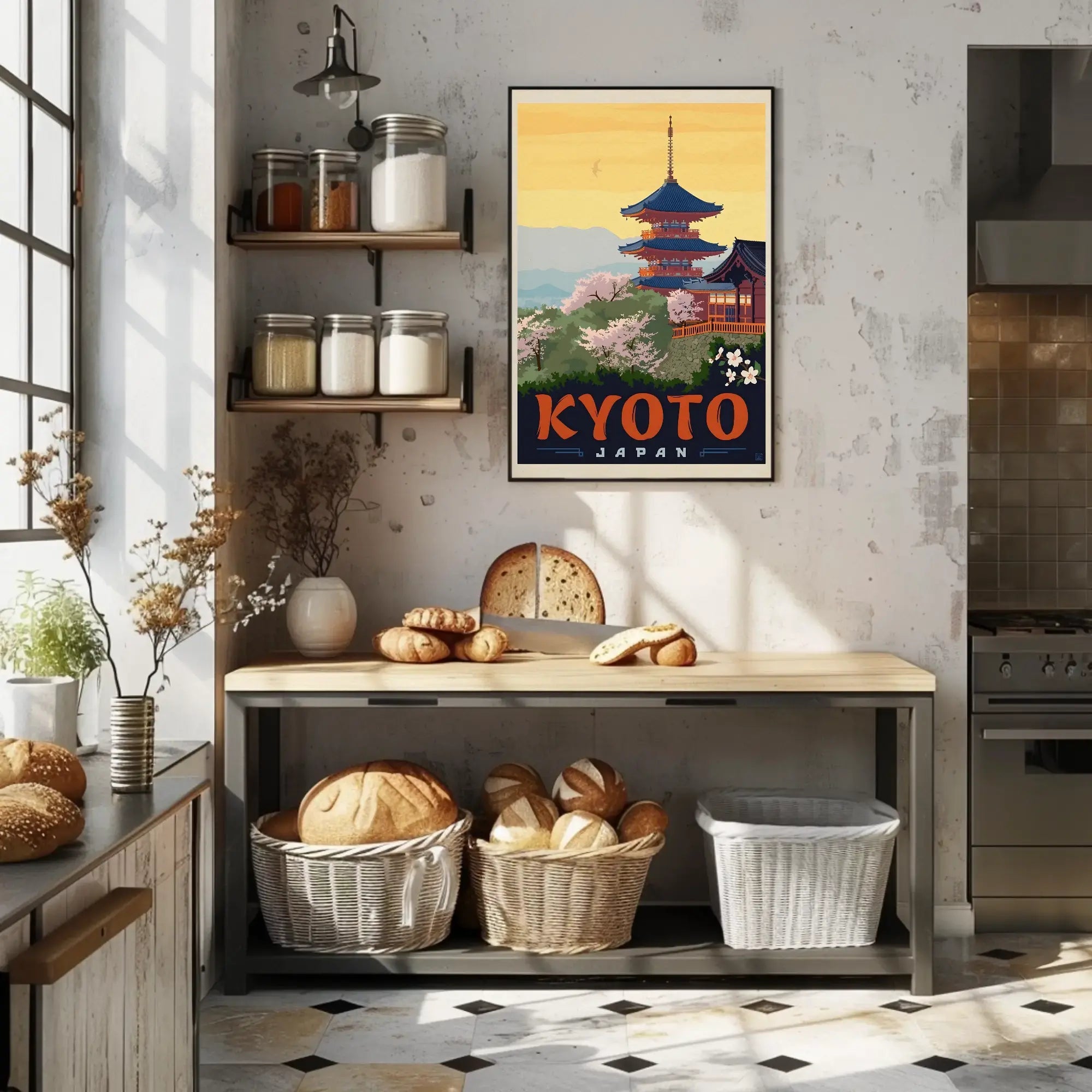 Kyoto Cherry Blossom Vintage Travel Poster PosterGoat