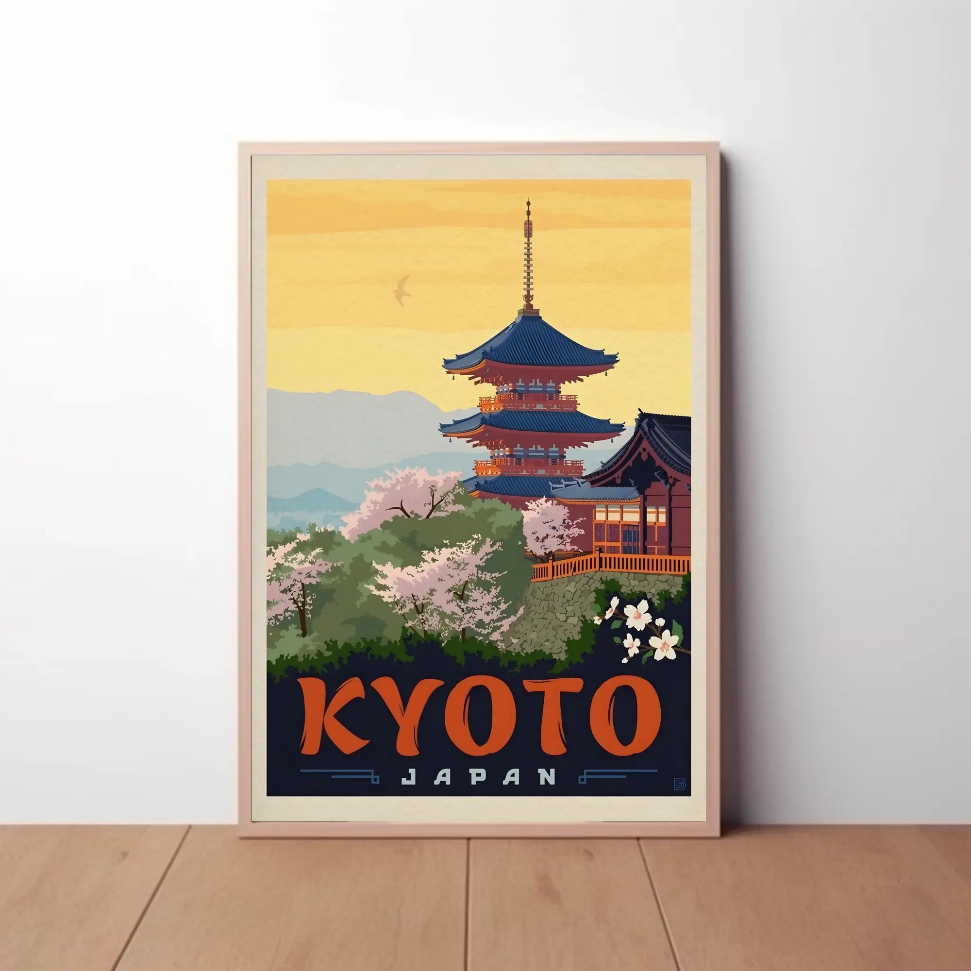Kyoto Cherry Blossom Vintage Travel Poster PosterGoat