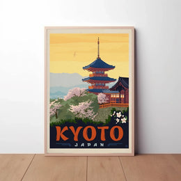 Kyoto Cherry Blossom Vintage Travel Poster PosterGoat