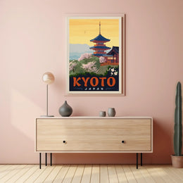 Kyoto Cherry Blossom Vintage Travel Poster PosterGoat