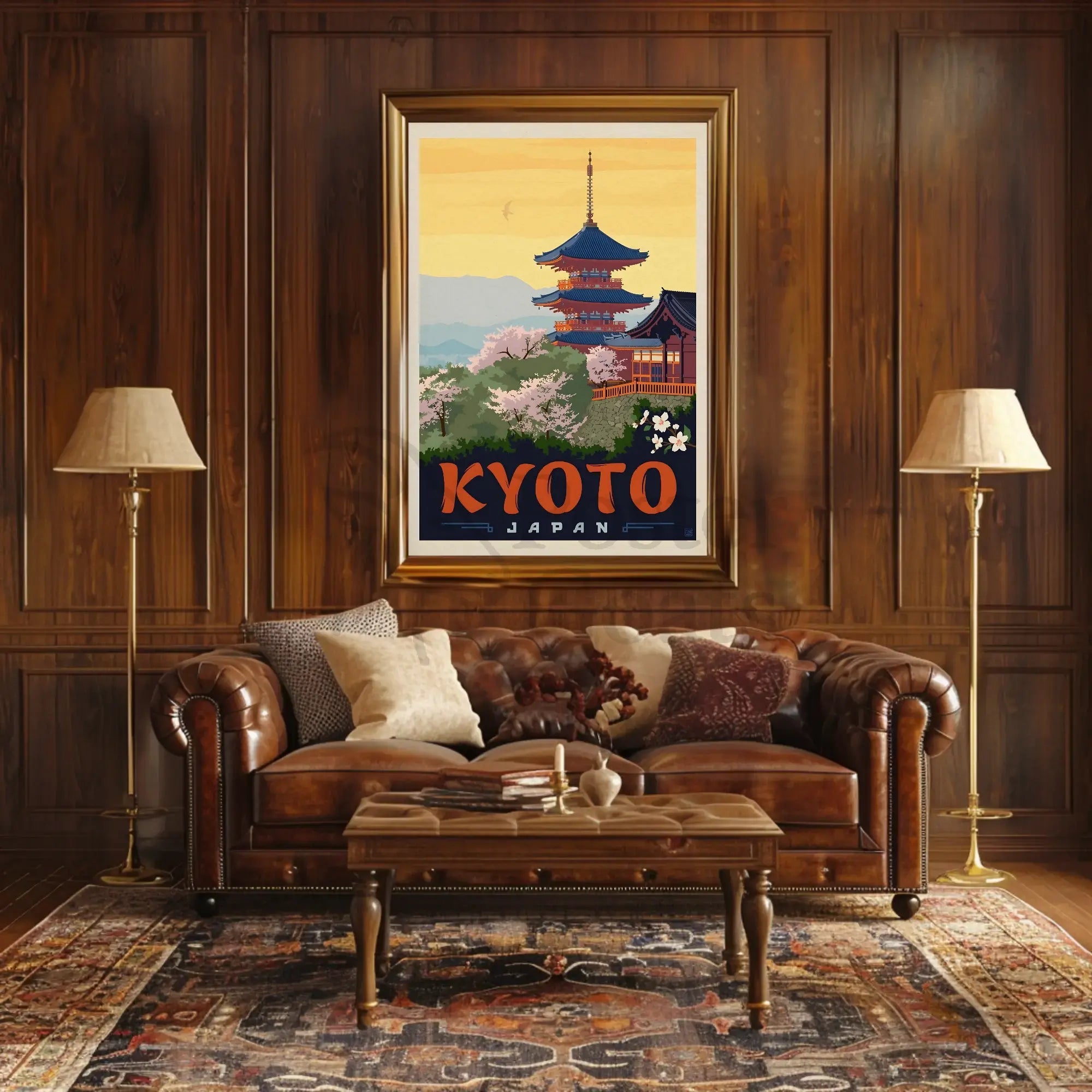 Kyoto Cherry Blossom Vintage Travel Poster PosterGoat