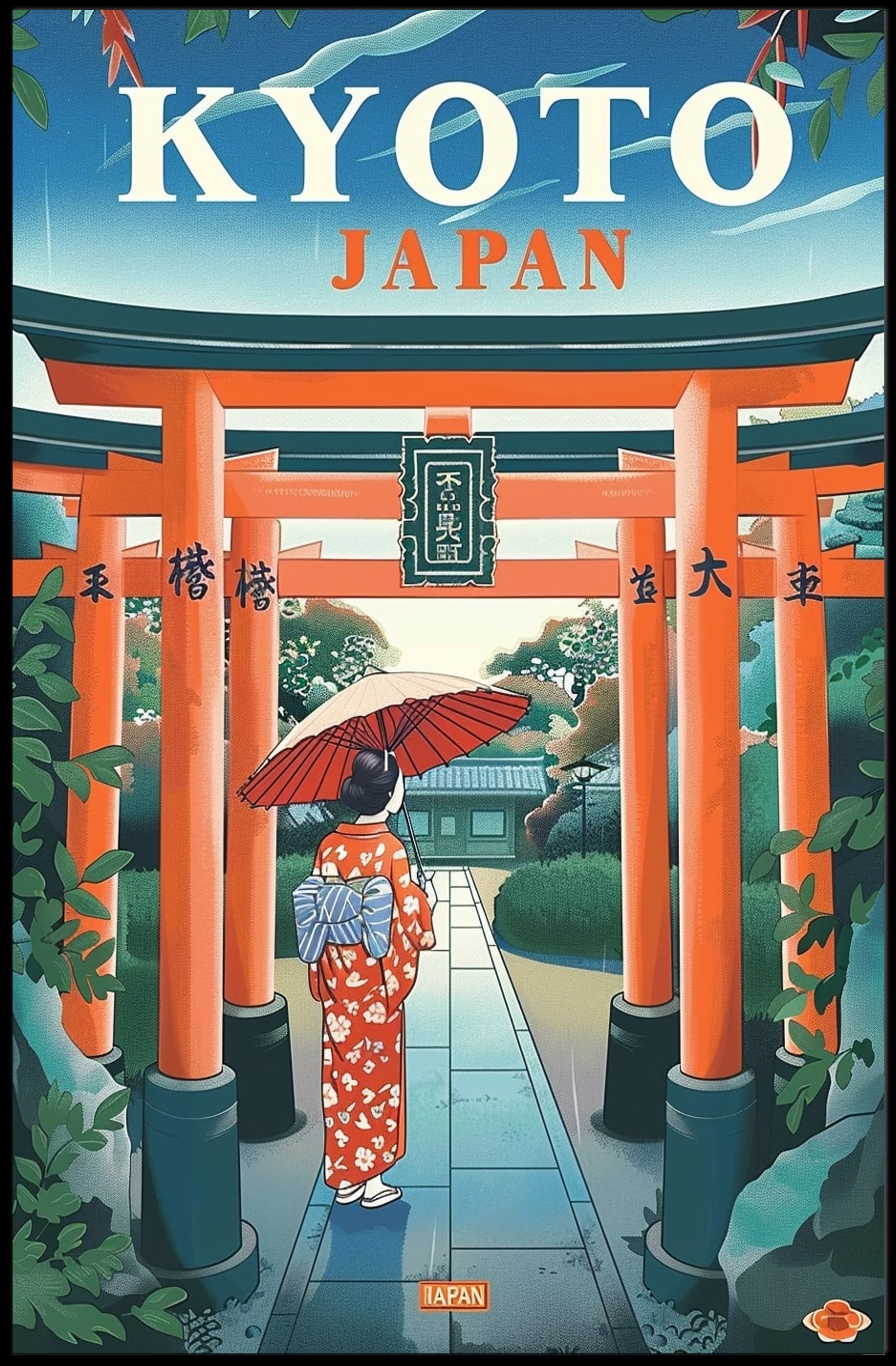Kyoto Cultural Travel Scene Vintage Travel Poster PosterGoat