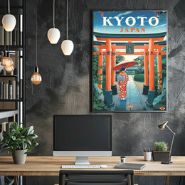 Kyoto Cultural Travel Scene Vintage Travel Poster PosterGoat