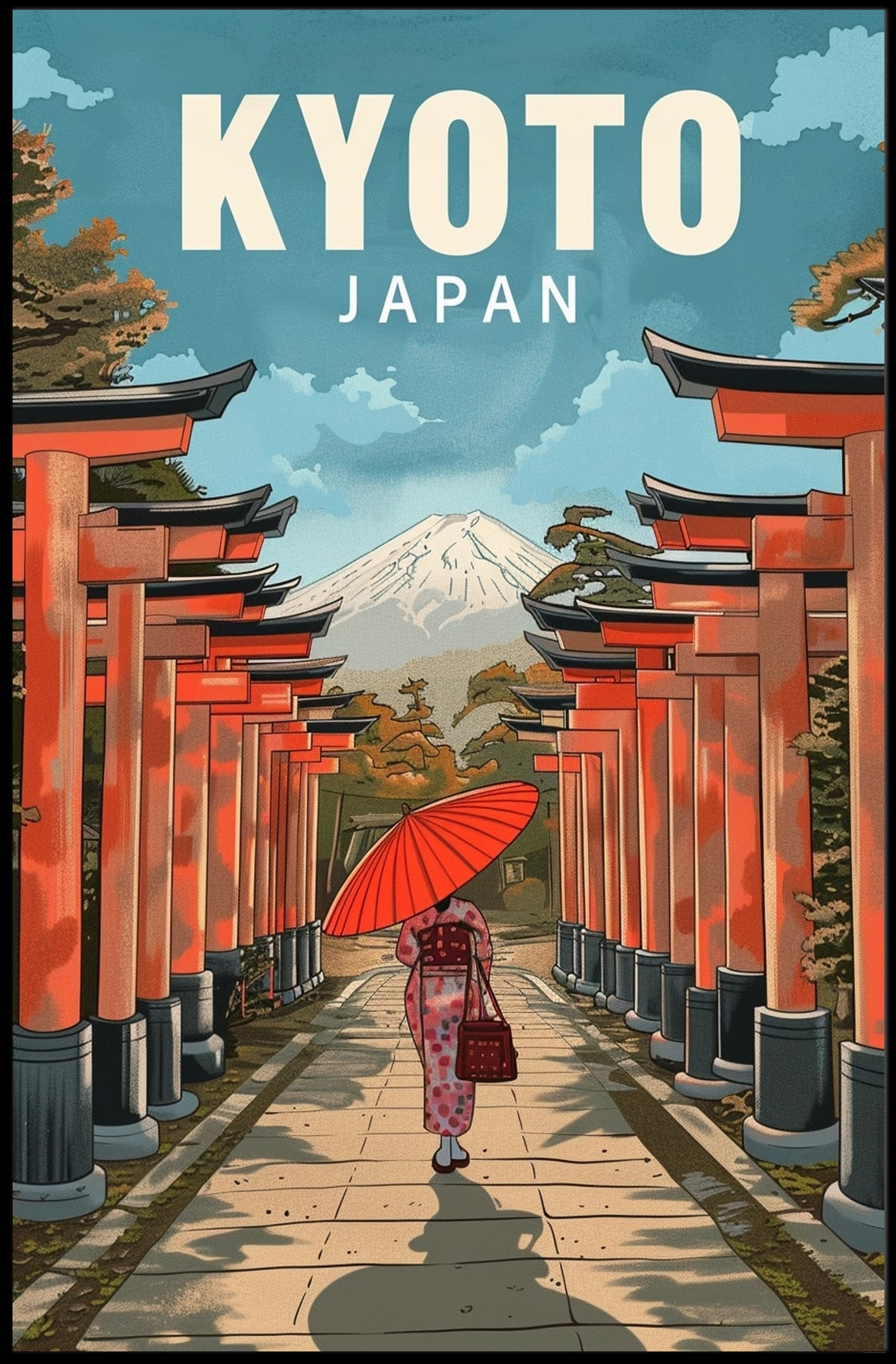 Kyoto Pathway to Mount Fuji Cultural or Heritage Poster PosterGoat