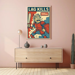 LAG KILLS Retro Gamer Pop Culture Poster PosterGoat
