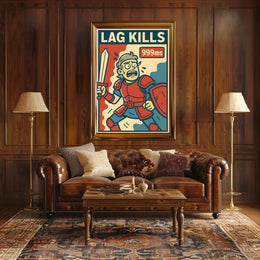 LAG KILLS Retro Gamer Pop Culture Poster PosterGoat