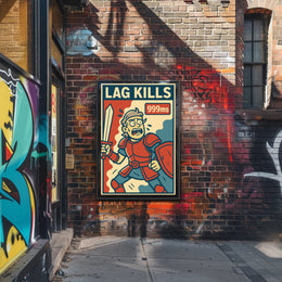 LAG KILLS Retro Gamer Pop Culture Poster PosterGoat