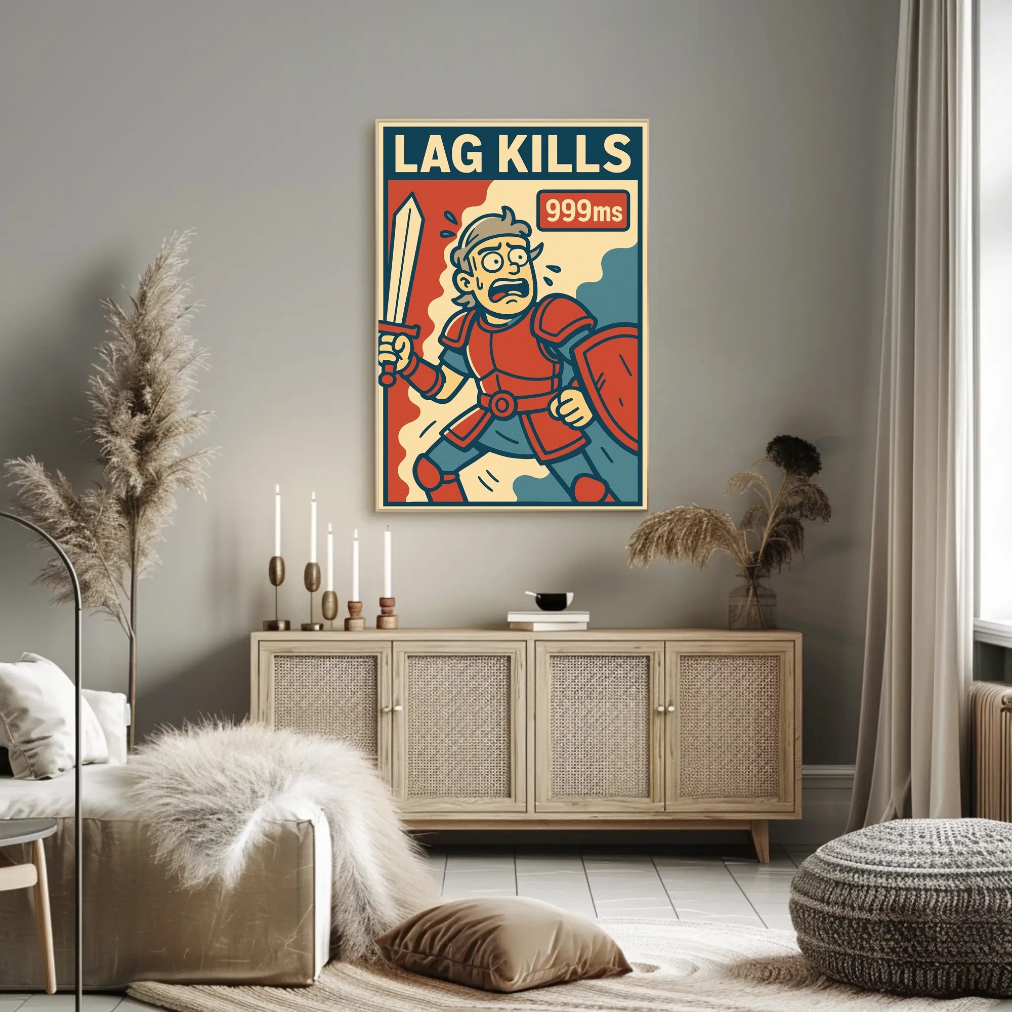 LAG KILLS Retro Gamer Pop Culture Poster PosterGoat