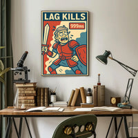 LAG KILLS Retro Gamer Pop Culture Poster PosterGoat