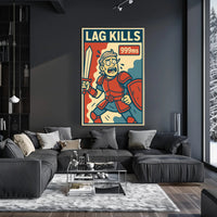LAG KILLS Retro Gamer Pop Culture Poster PosterGoat