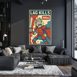 LAG KILLS Retro Gamer Pop Culture Poster PosterGoat