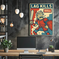 LAG KILLS Retro Gamer Pop Culture Poster PosterGoat