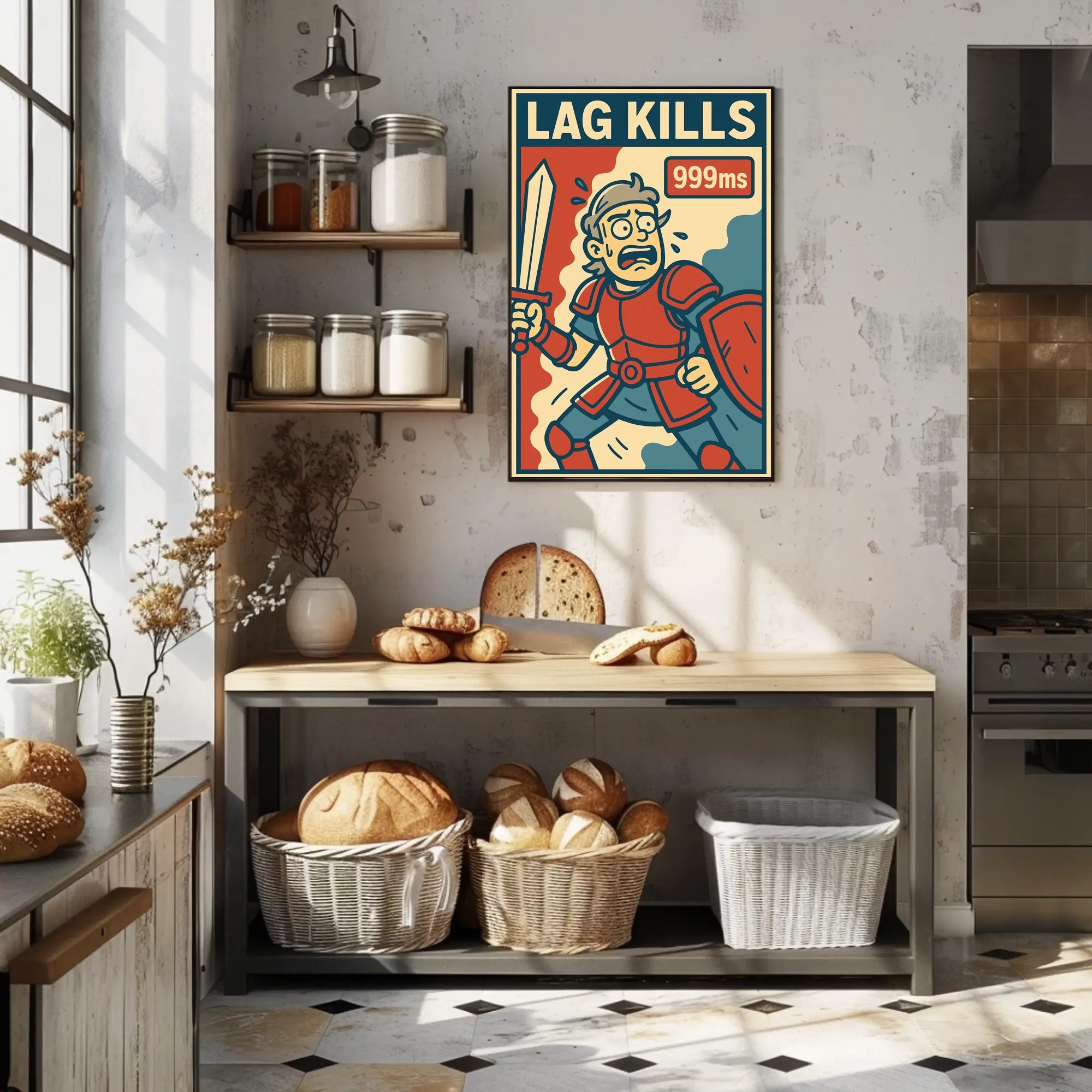 LAG KILLS Retro Gamer Pop Culture Poster PosterGoat