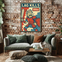LAG KILLS Retro Gamer Pop Culture Poster PosterGoat