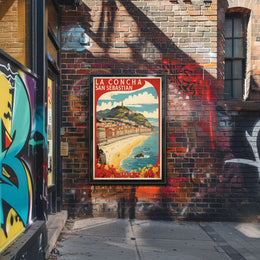 La Concha Beach Vintage Travel Art Poster PosterGoat