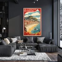 La Concha Beach Vintage Travel Art Poster PosterGoat