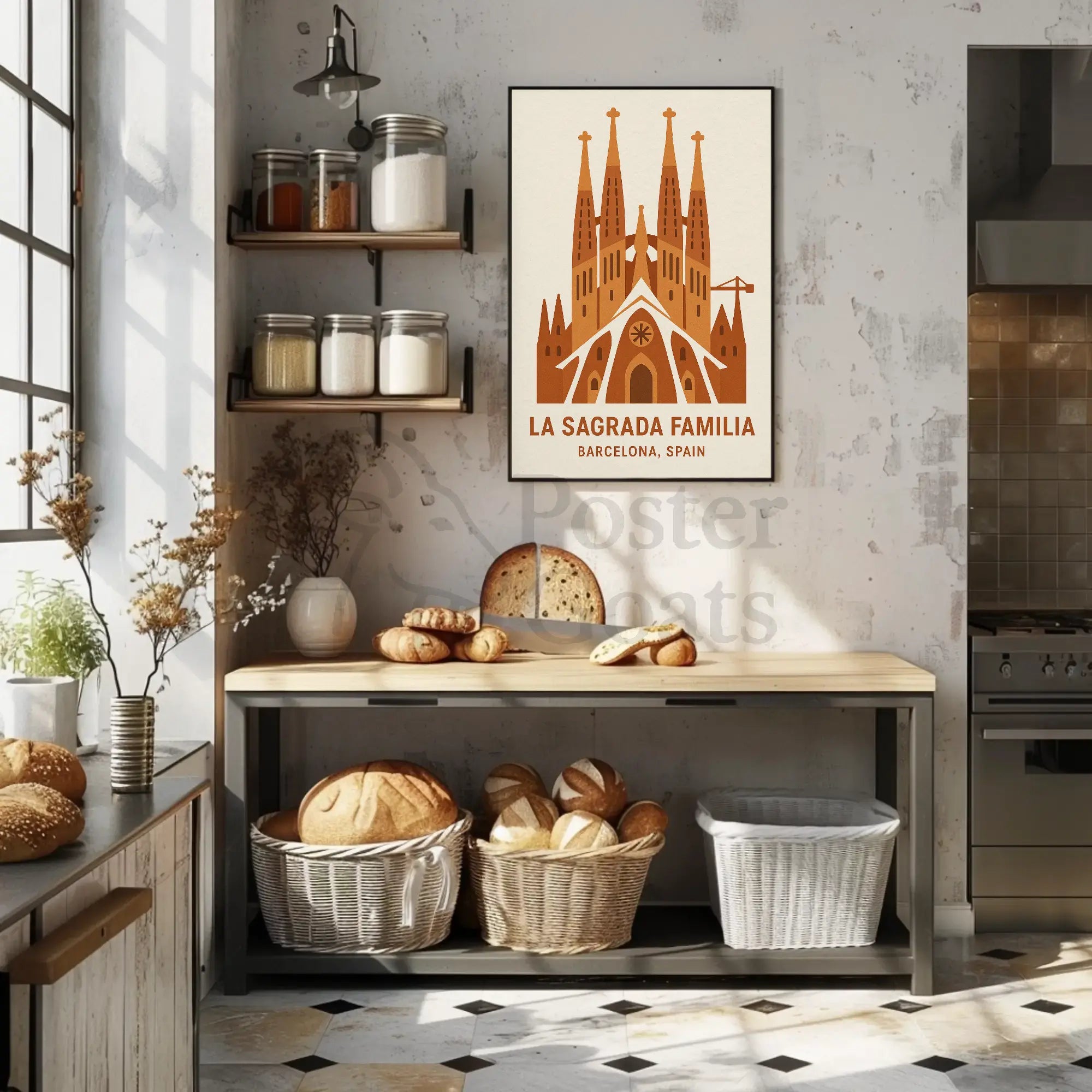 La Sagrada Familia Modern Travel Poster PosterGoat