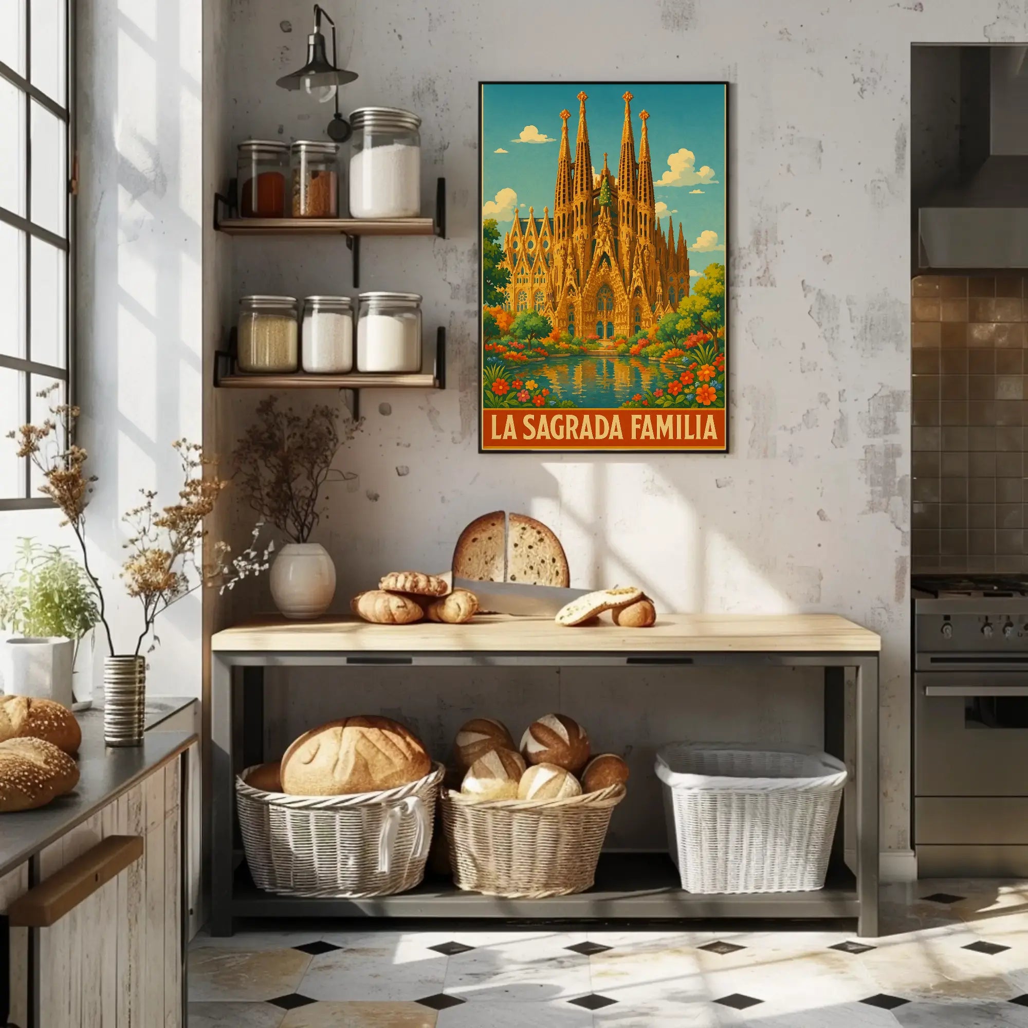 La Sagrada Familia Vintage Travel Art Print PosterGoat