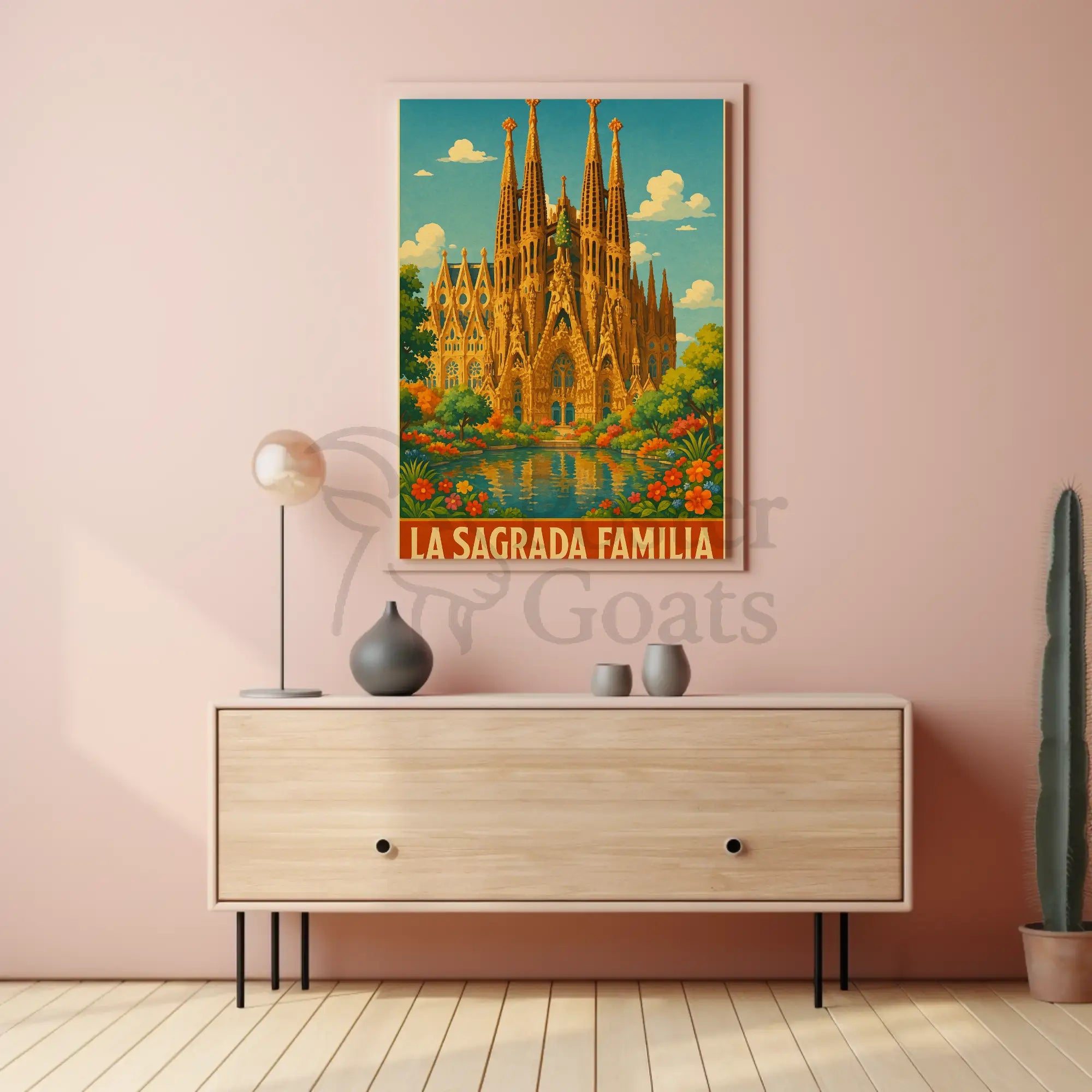La Sagrada Familia Vintage Travel Art Print PosterGoat