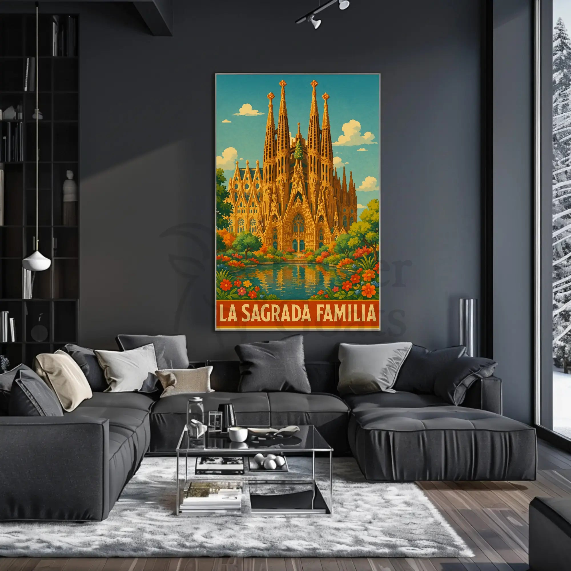 La Sagrada Familia Vintage Travel Art Print PosterGoat