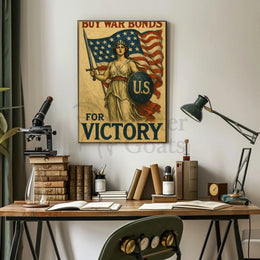 Lady Liberty Inspires Patriotism WWII Propaganda Poster PosterGoat