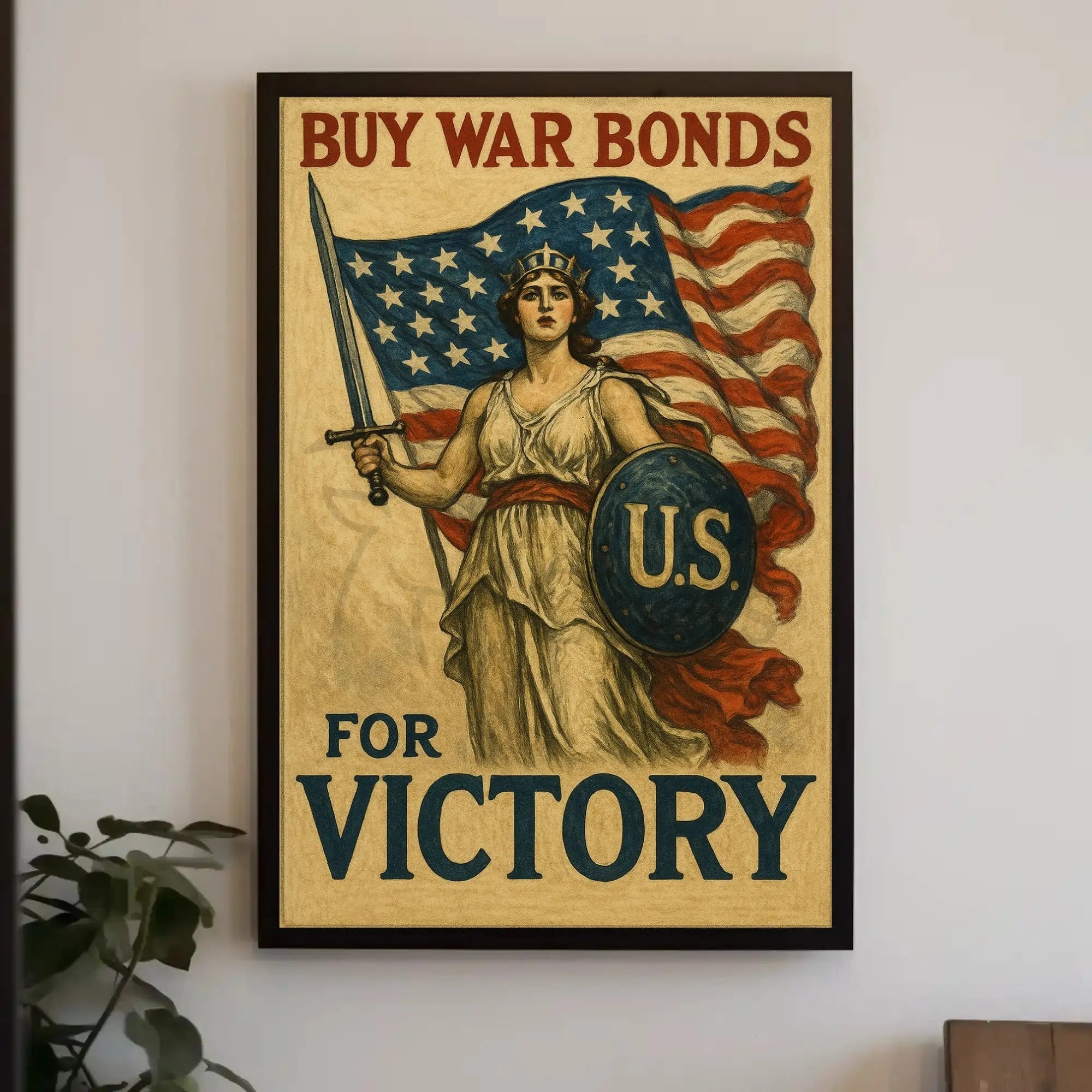 Lady Liberty Inspires Patriotism WWII Propaganda Poster PosterGoat