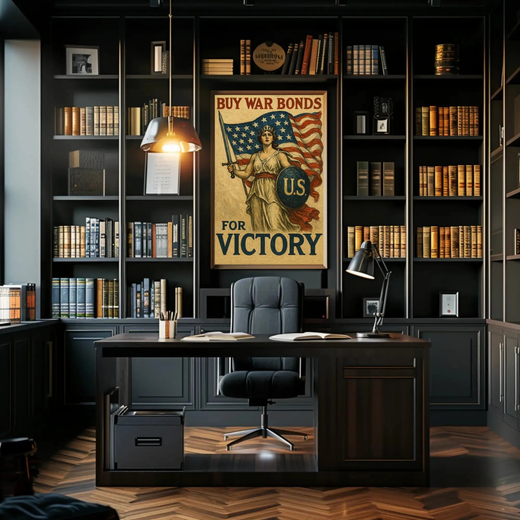 Lady Liberty Inspires Patriotism WWII Propaganda Poster PosterGoat