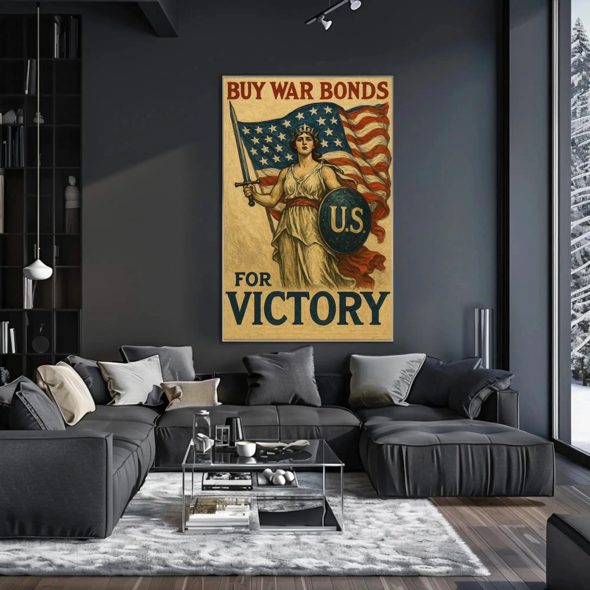 Lady Liberty Inspires Patriotism WWII Propaganda Poster PosterGoat