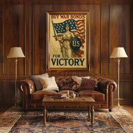 Lady Liberty Inspires Patriotism WWII Propaganda Poster PosterGoat