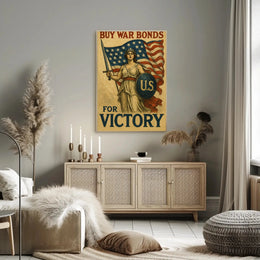 Lady Liberty Inspires Patriotism WWII Propaganda Poster PosterGoat