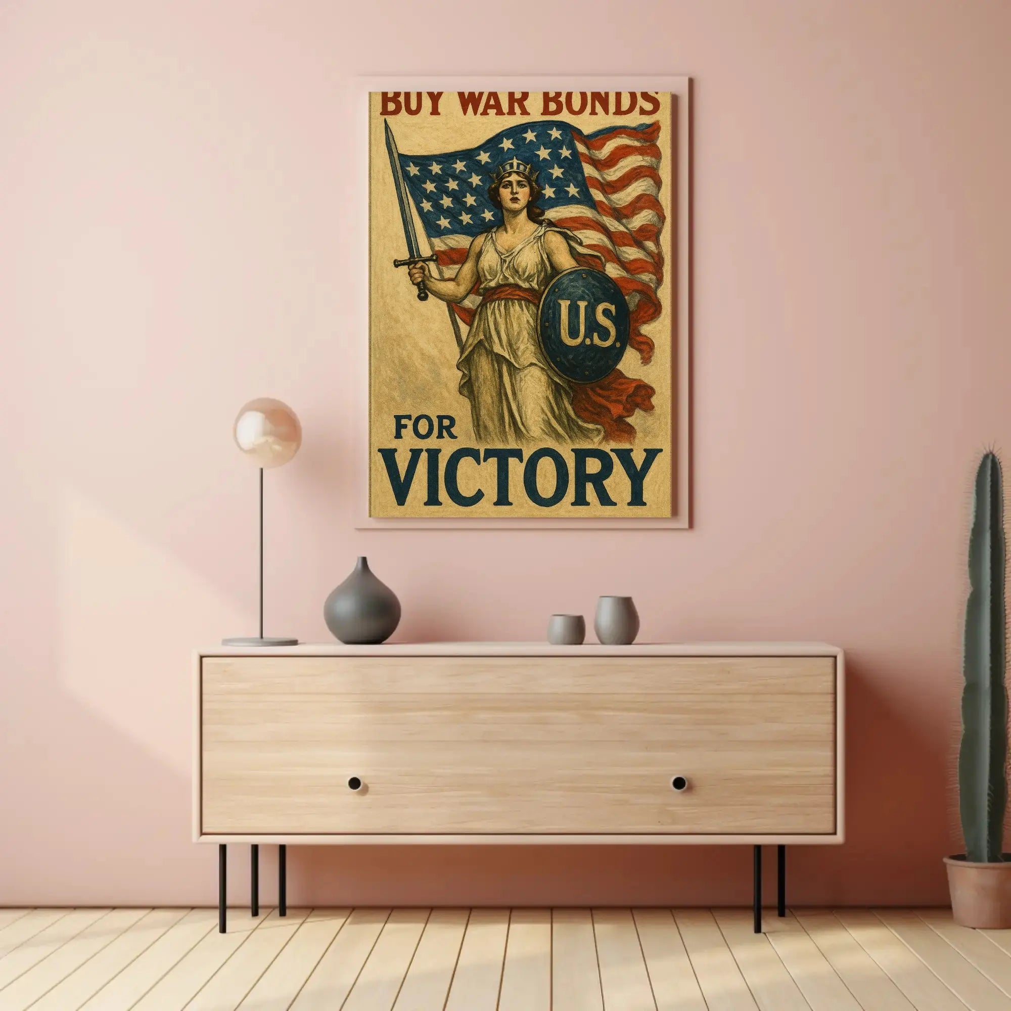 Lady Liberty Inspires Patriotism WWII Propaganda Poster PosterGoat