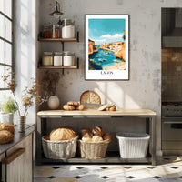 Lagos Coastal Harbor Scene: Modern Travel Poster PosterGoat