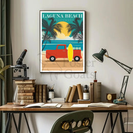 Laguna Beach Vintage Surf Vibes Travel Poster PosterGoat