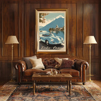 Lake Como Vintage Travel Art with Classic Car Travel Poster PosterGoat