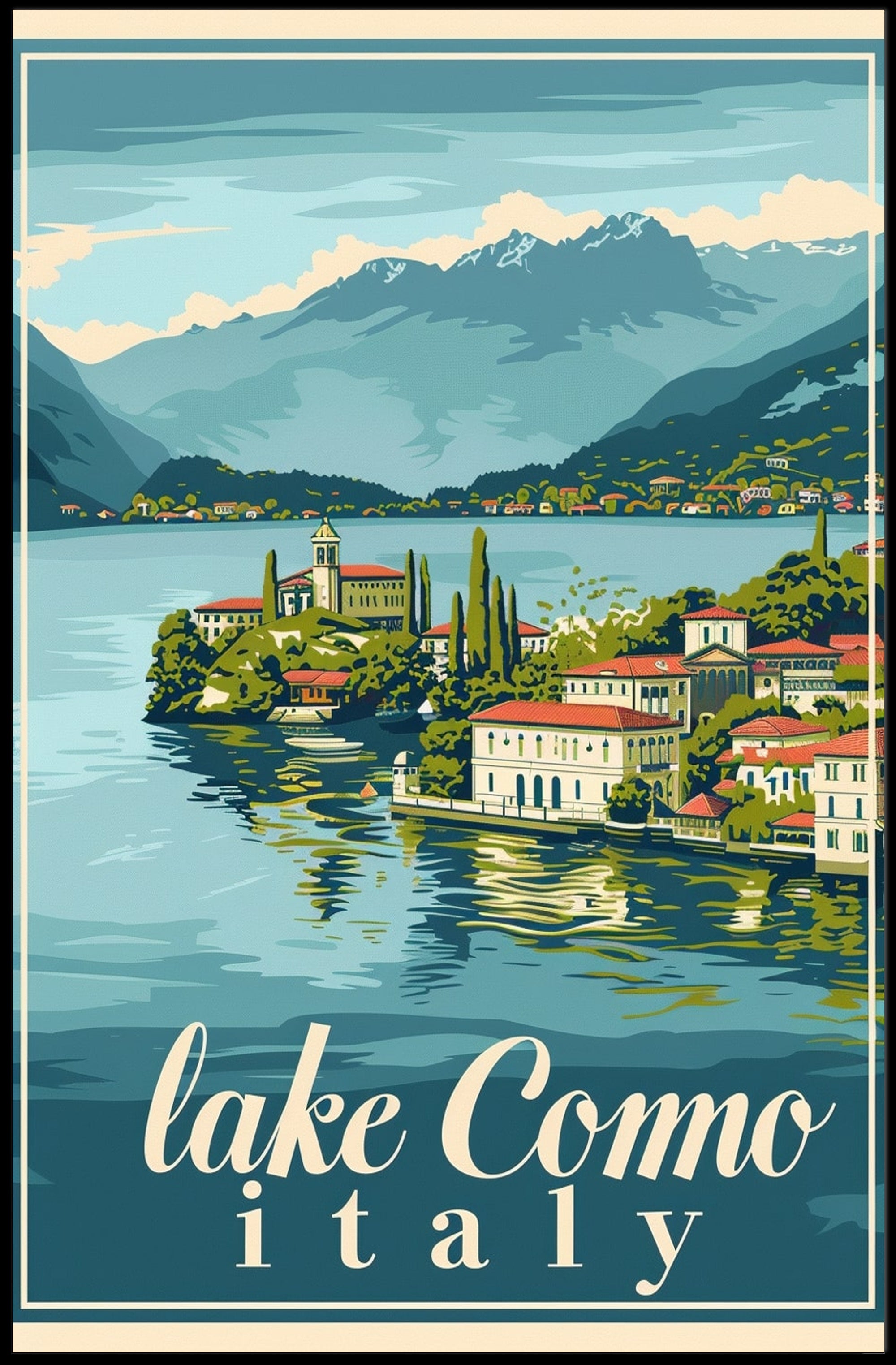 Lake Como Vintage Travel Artwork Poster PosterGoat