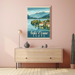 Lake Como Vintage Travel Artwork Poster PosterGoat