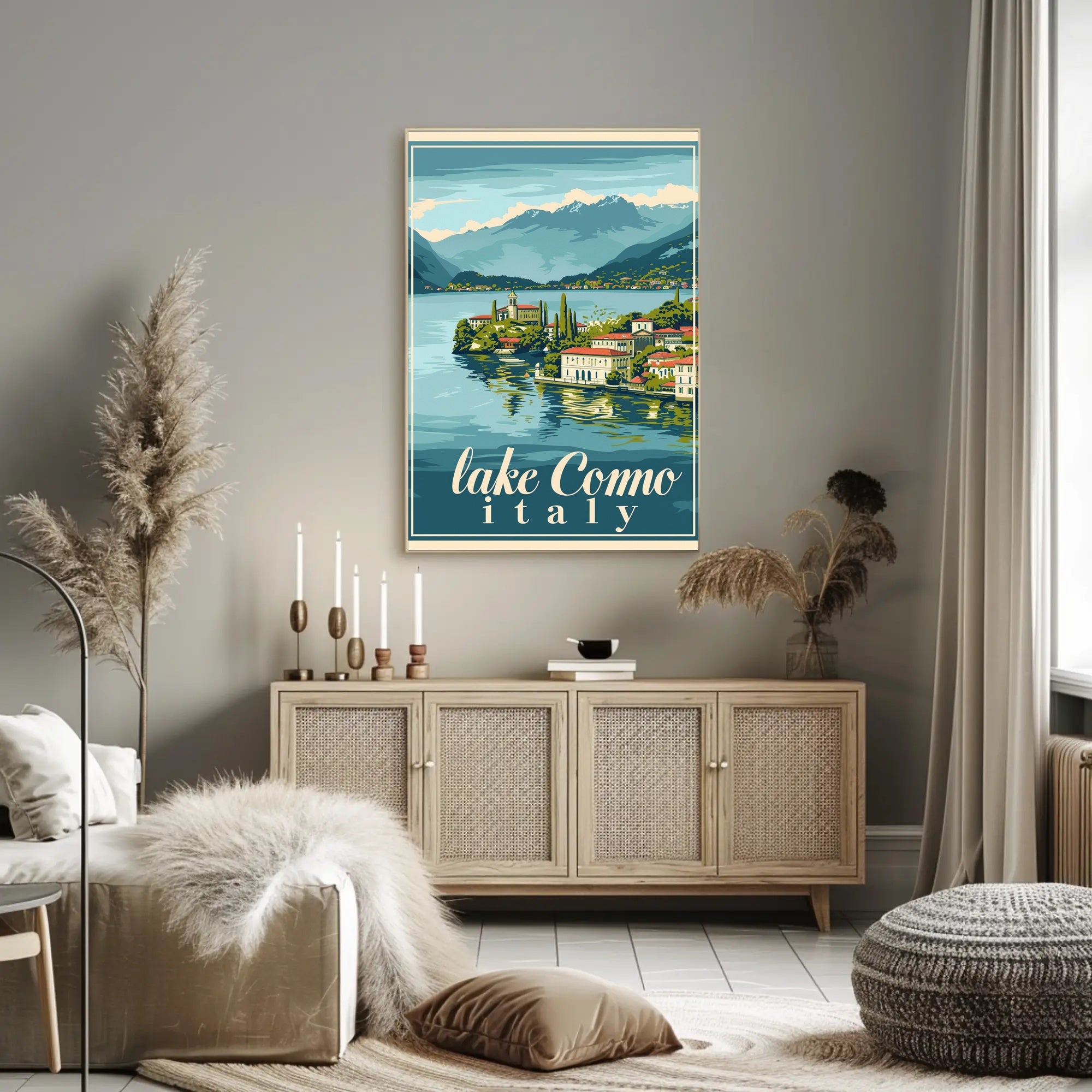 Lake Como Vintage Travel Artwork Poster PosterGoat