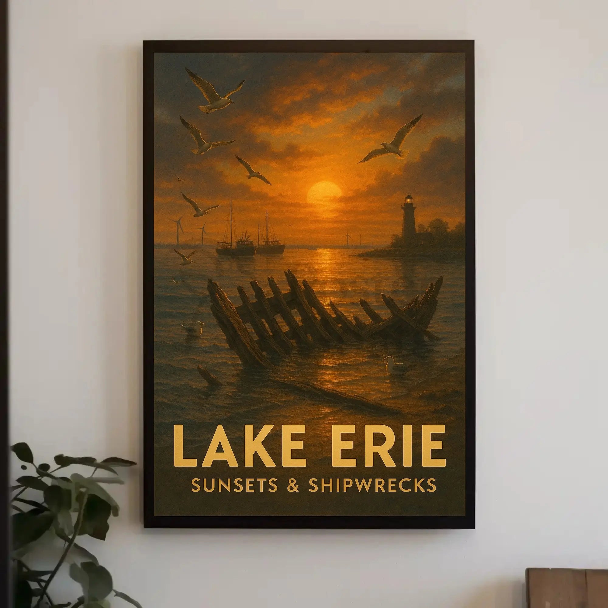 Lake Erie Maritime Sunset Historical Art Poster PosterGoat