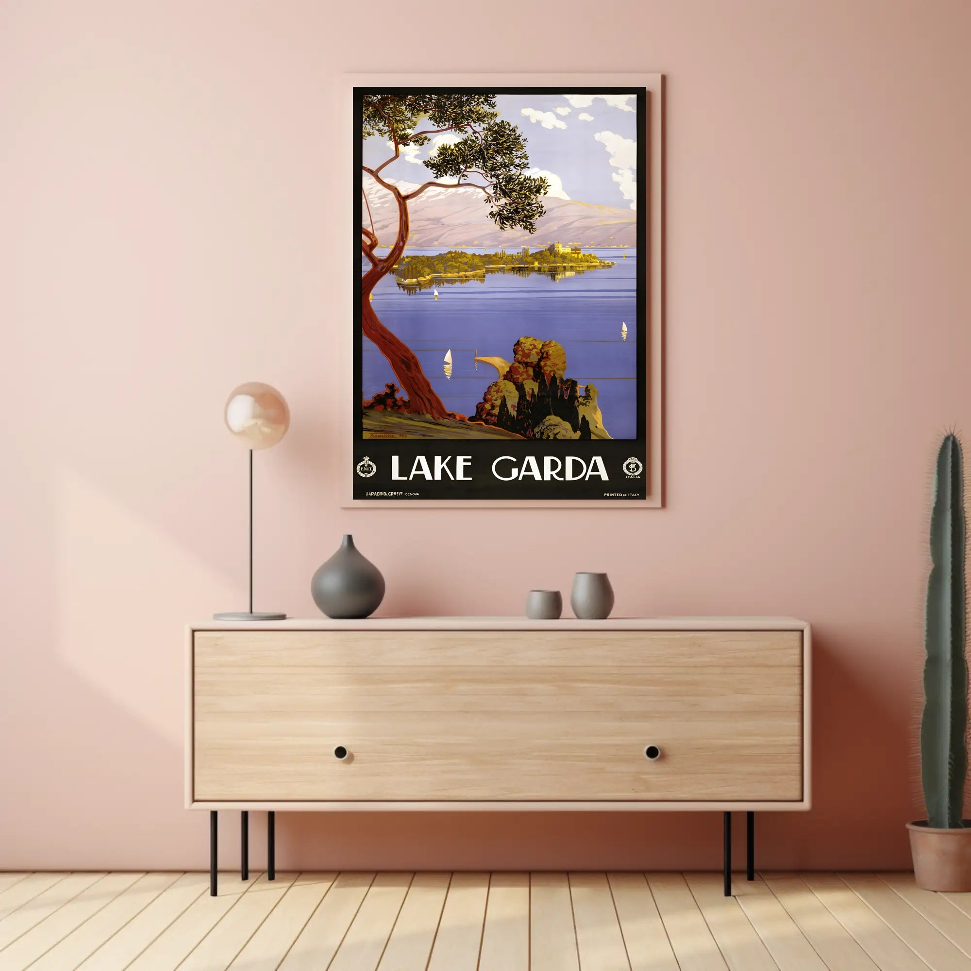 Lake Garda Tranquil Art Deco Travel Poster PosterGoat