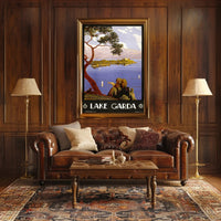 Lake Garda Tranquil Art Deco Travel Poster PosterGoat