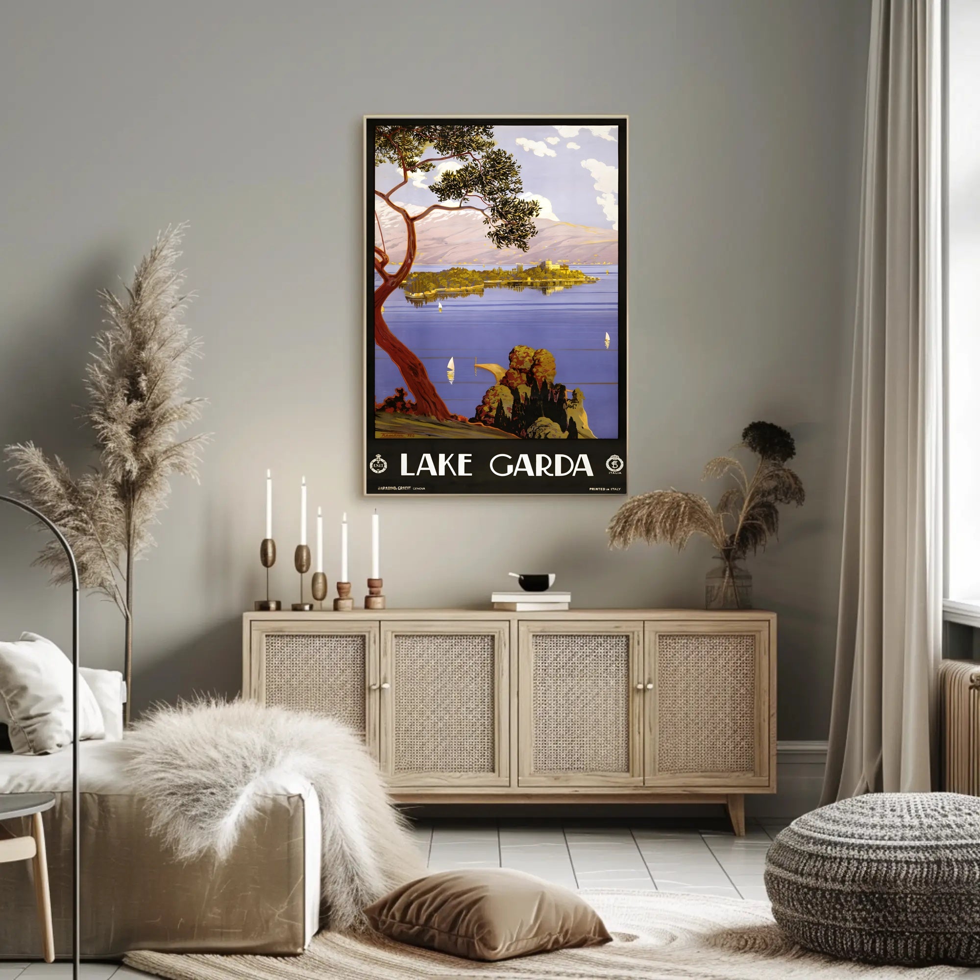 Lake Garda Tranquil Art Deco Travel Poster PosterGoat