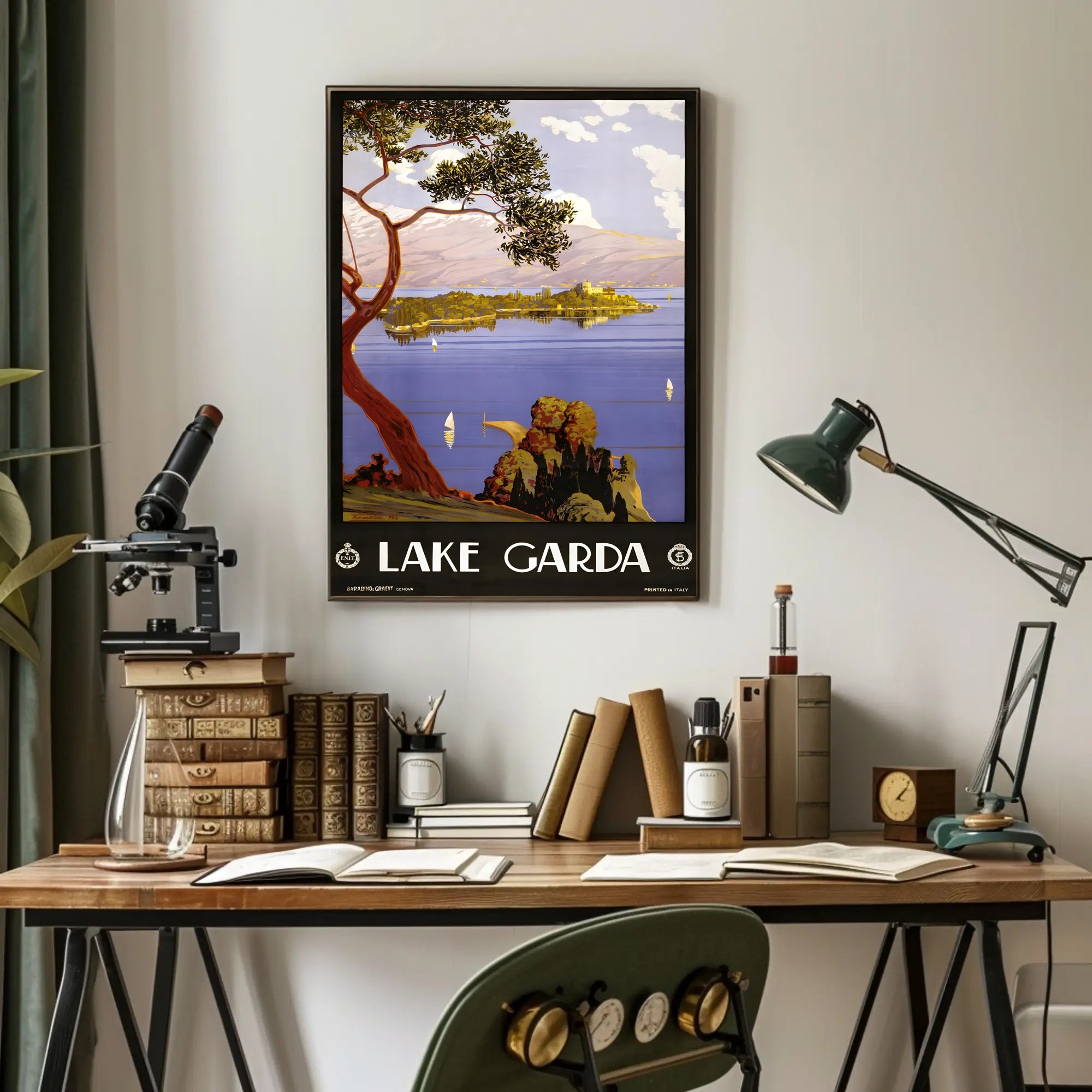 Lake Garda Tranquil Art Deco Travel Poster PosterGoat