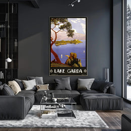 Lake Garda Tranquil Art Deco Travel Poster PosterGoat