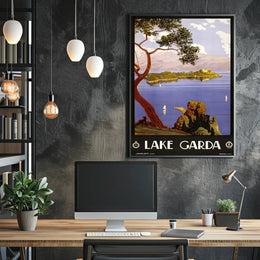 Lake Garda Tranquil Art Deco Travel Poster PosterGoat