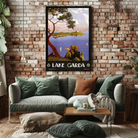 Lake Garda Tranquil Art Deco Travel Poster PosterGoat