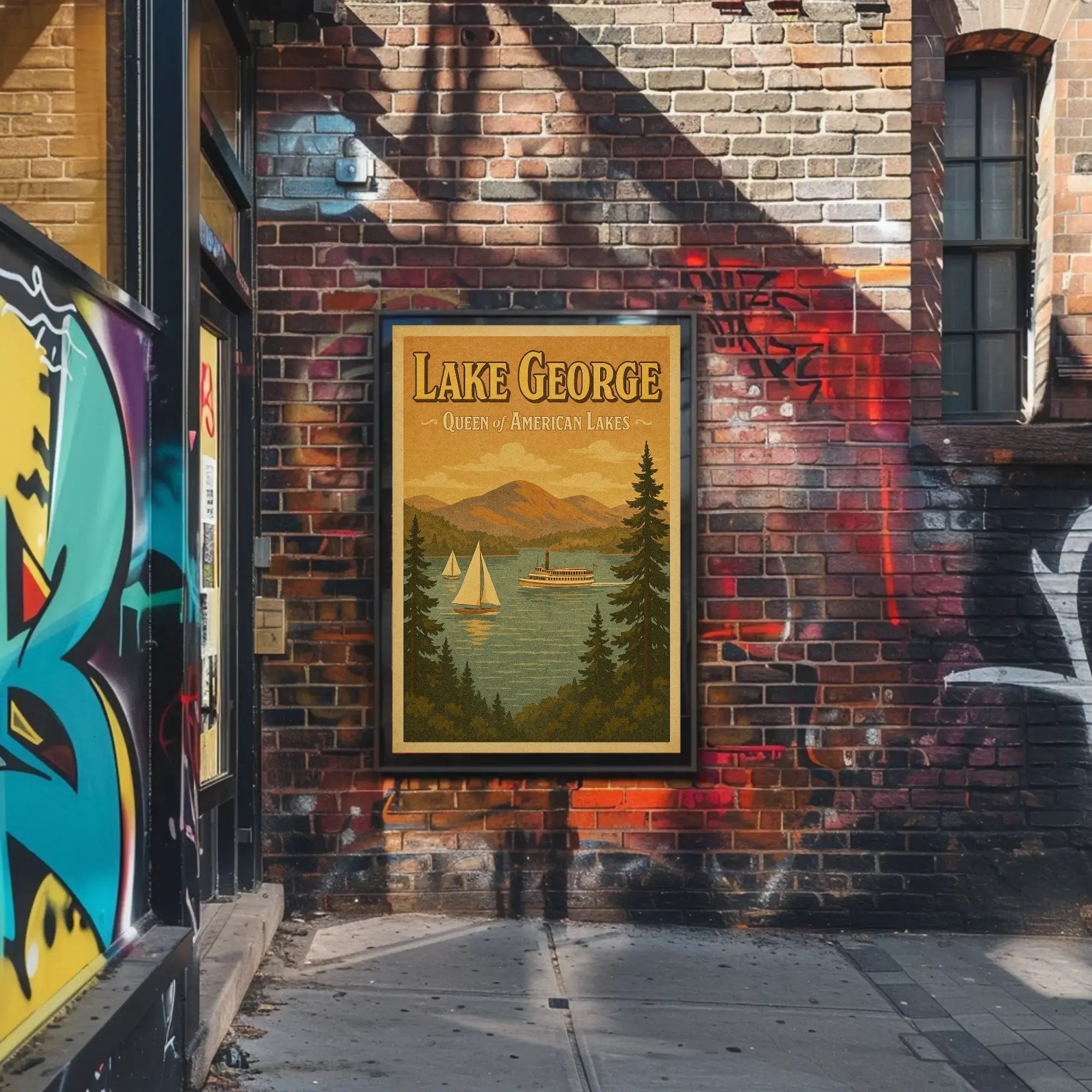 Lake George Scenic Getaway Vintage Travel Poster PosterGoat