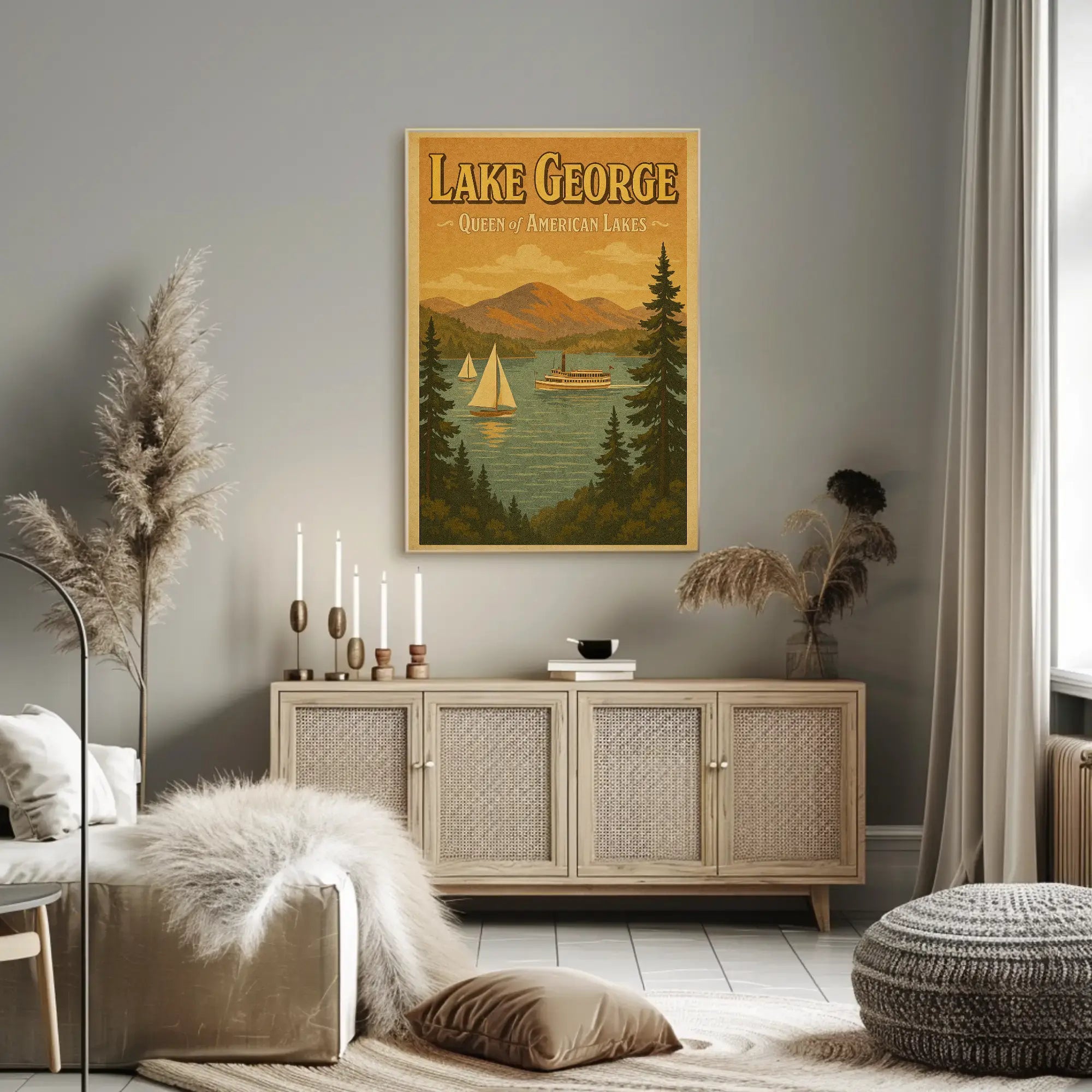 Lake George Scenic Getaway Vintage Travel Poster PosterGoat