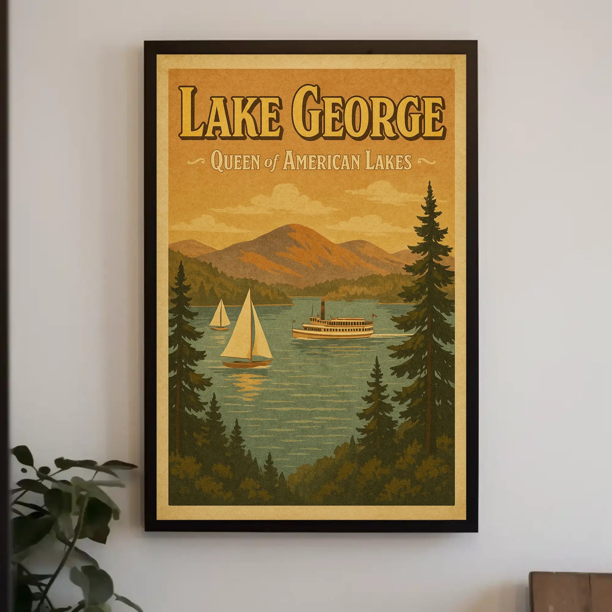 Lake George Scenic Getaway Vintage Travel Poster PosterGoat