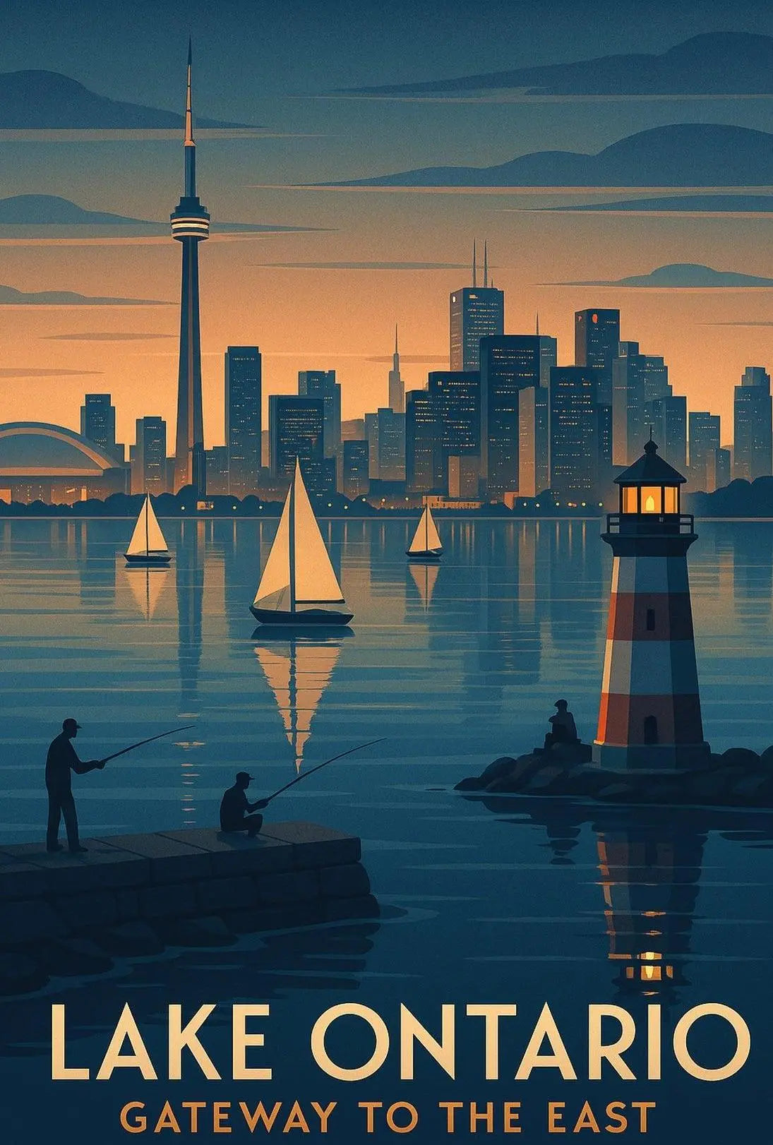 Lake Ontario Skyline Retro Travel Poster PosterGoat